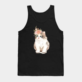 Pretty Cat with Flower Crown Tank Top
